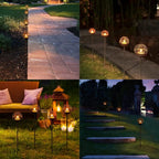 Solar Pathway Lights Outdoor, Rust Iron Ball Candle Holder Stake - Image 6