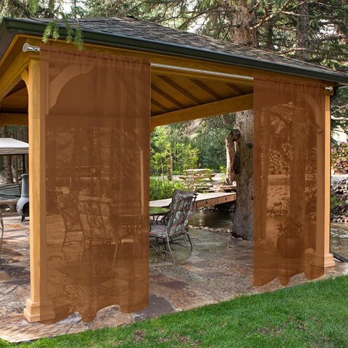 SpaceDresser Waterproof Outdoor Sheer Curtains by SpaceDresser