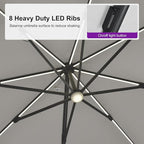 PURPLE LEAF 10 Feet Patio Umbrella Outdoor Cantilever Solar Powered LED Swivel - Image 6