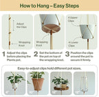 Macrame Plant Hanger Polyester Rope 42 Inch Outdoor Indoor Adjustable Hanging - Image 4