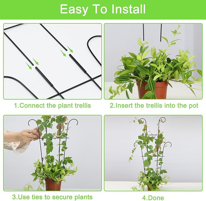 Plant Trellis for Potted Plants 2p, Larger 23in Garden Trellis for Climbing - Image 8