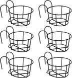 6 PCS Round Hanging Railing Planters, Hanging Flower Stand Iron Baskets - Image 2