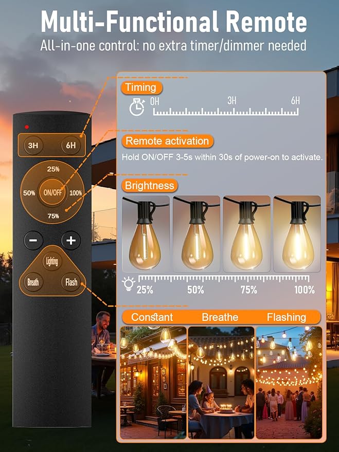 luckystyle 150FT LED Outdoor String Lights - Image 2