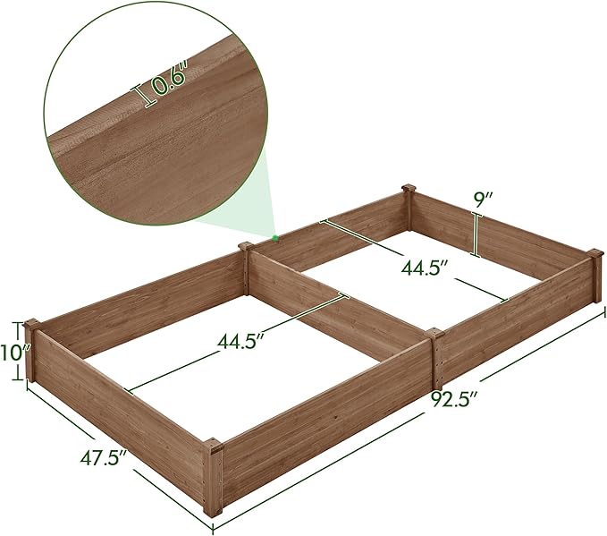 Yaheetech 8×4ft Wooden Horticulture Raised Garden Bed Divisible Elevated - Image 3