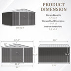 Greesum 10×10FT Outdoor Storage Shed, Metal Patio Storaged Sheds - Image 4