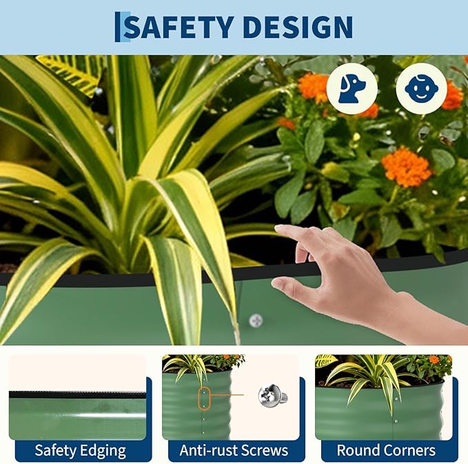 Garvee 4 Pack Galvanized Raised Garden Bed, Rust-Resistant Raised Garden Beds - Image 5