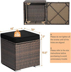 RELAX4LIFE Wicker Outdoor Storage Ottoman, 2-Piece Rattan Footstool w/Removable - Image 3