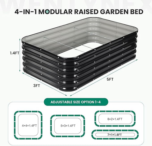 5×3×1.4FT Galvanized Raised Garden Bed Outdoor, Metal Raised Garden Bed Kit - Image 2