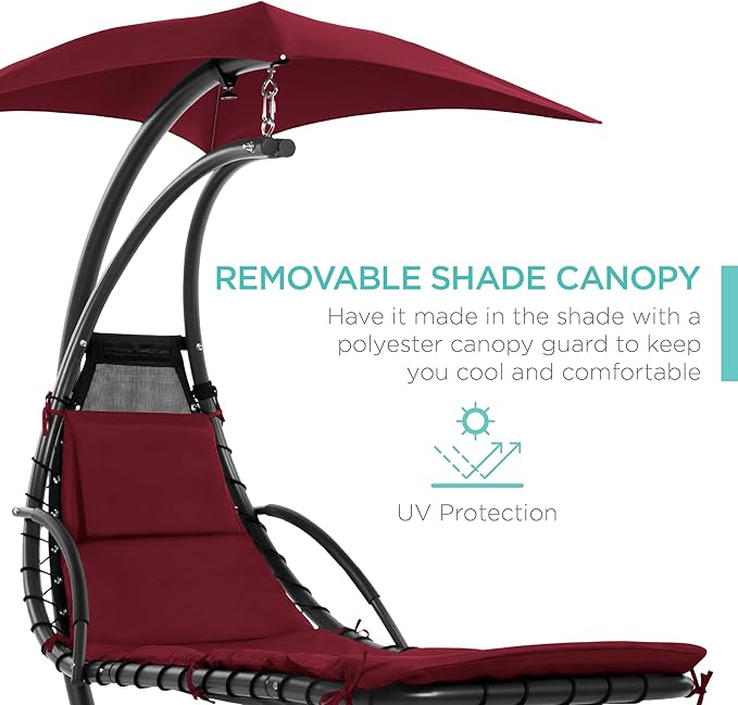 Best Choice Products Outdoor Hanging Curved Steel Chaise Lounge Chair Swing - Image 4