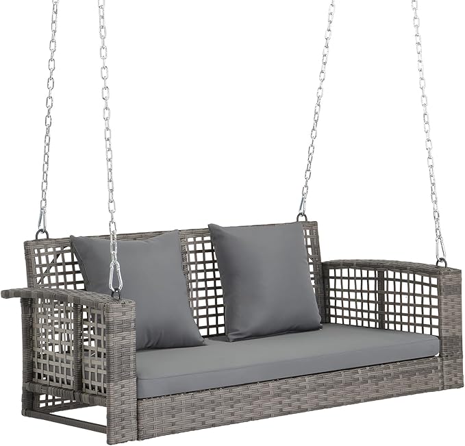 VINGLI 4 FT Rattan Porch Swing Outdoor Support 800 LBS by VINGLI