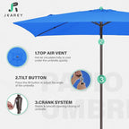 JEAREY 6.5x10 ft Rectangular Patio Umbrellas Rectangle Outdoor Umbrella - Image 7