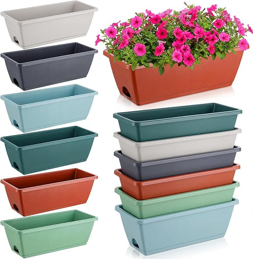 12 Pack Window Box Planter 17 Inches Rectangular Vegetable Flower Planters by Purpeak