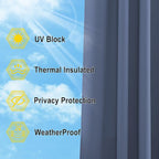 NICETOWN Outdoor Curtains for Patio W100 x L95 inch 2 Pieces, Sun Blocking - Image 6
