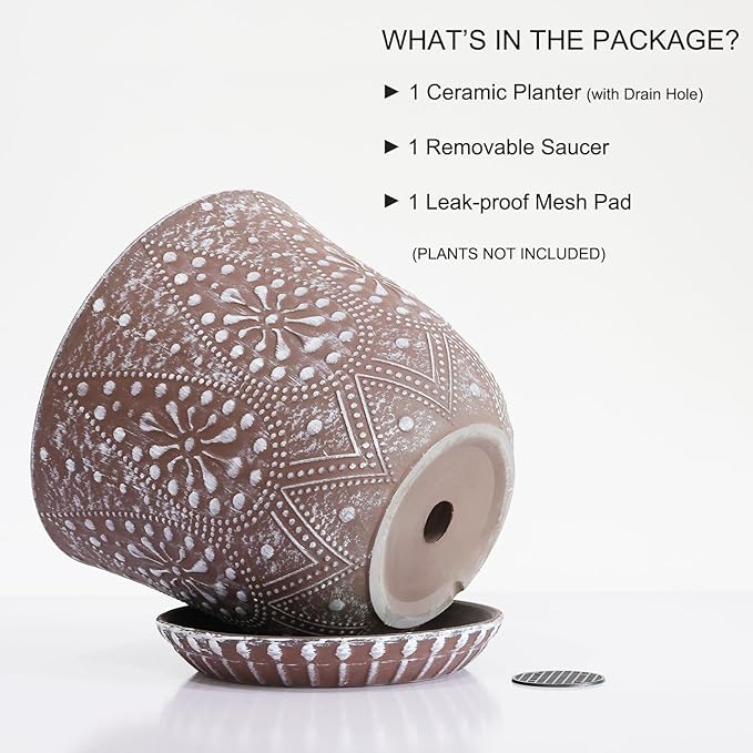 Gepege 10 Inch Plant Pot, Ceramic Planter - Image 2