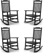 Patio Rocking Chair Outdoor Set of 4, Weather Resistant Poly Resin Oversized by GYMHILL