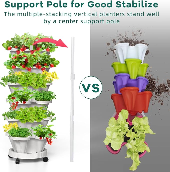 6 Tiered Strawberry Vertical Planters 2 Pack, Stacking Tower Garden - Image 3