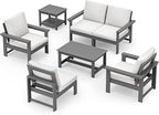 SERWALL HDPE Patio Furniture Set, 7-piece Outdoor Sectional Sofa Set, All - Image 10