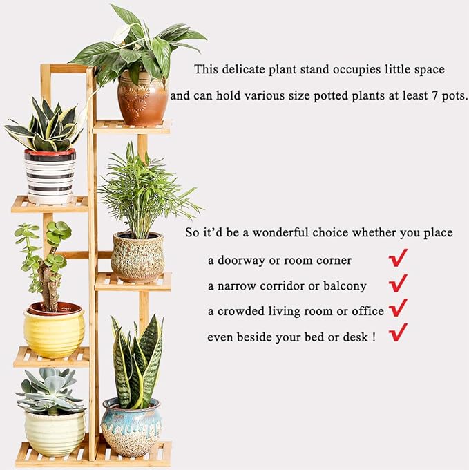 Bamboo 5 Tier 6 Potted Plant Stand Rack Multiple Flower Pot Holder Shelf Indoor - Image 2
