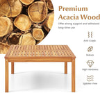 Tangkula Patio Wood Coffee Table, Solid Acacia Wood 35.5 Inches Side Table - Image 5