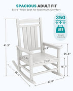 SERWALL Outdoor Rocking Chairs Set of 4, Oversized HDPE Porch Rockers - Image 3