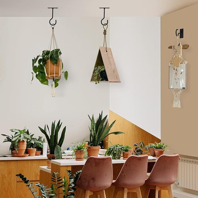 Ceiling Hooks for Hanging Plants 20Pcs Black - Image 3