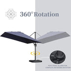 PURPLE LEAF 9' X 11.5' Patio Umbrella Outdoor Cantilever Rectangle Umbrella - Image 8