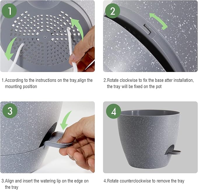 12inch 2Pack Large Self Watering Planters, Plastic Plant Pots - Image 4