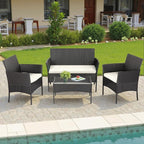 FDW | 4-Piece Patio Furniture Set | Black | Outdoor Wicker Furniture - Image 7