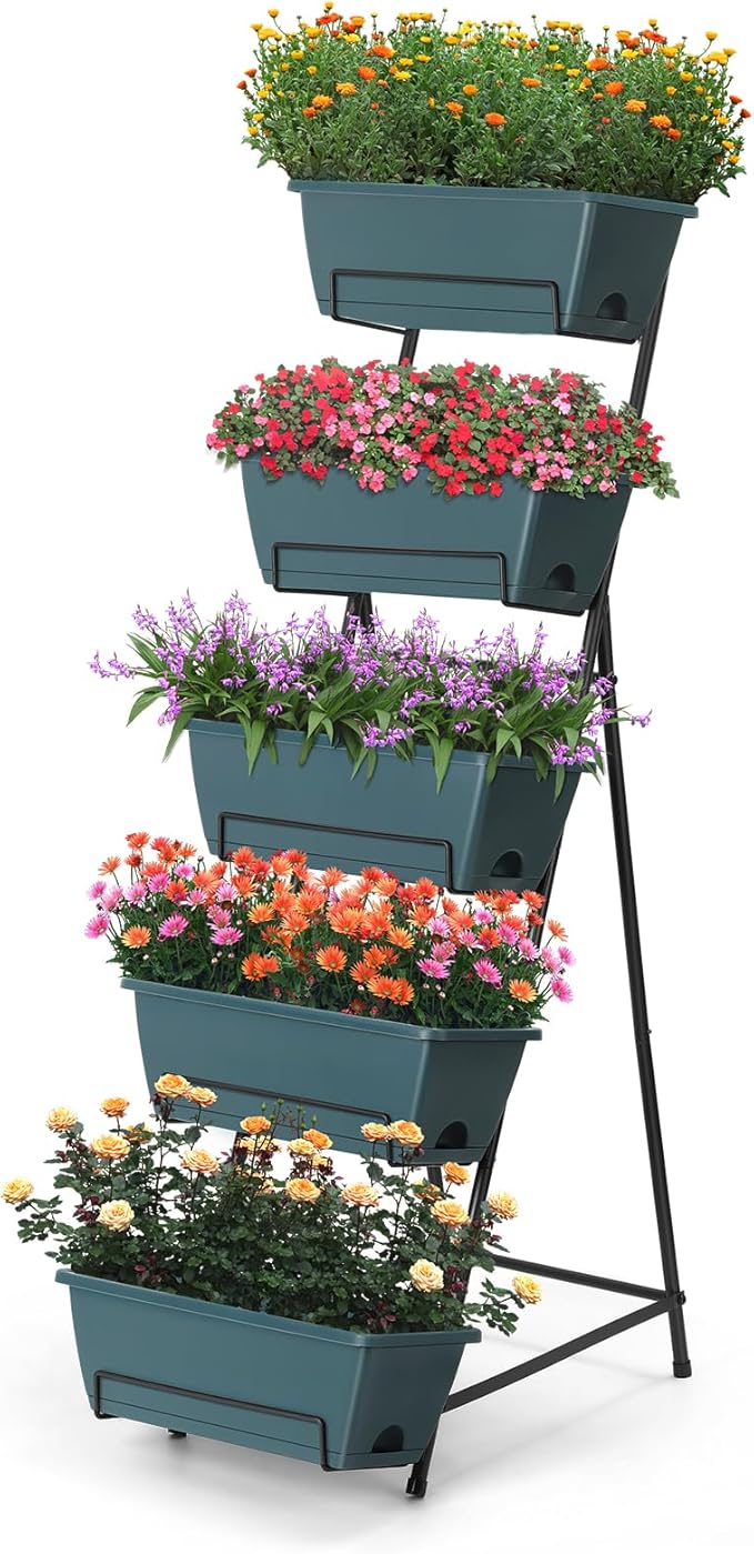 5 Tier Vertical Raised Garden Bed Planter Box, Vertical Raised Bed by Fogein