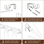 Matte Black Curtain Rod Itself is 30-144 inch 2 Pack, Fit 30 to 142, 66 to 120 - Image 5