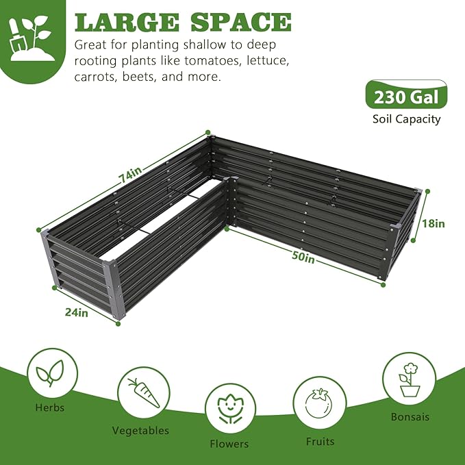 A ANLEOLIFE 8-Pack 70x60x18 in & 74x74x18 in Deep Root Galvanized Raised Garden - Image 5