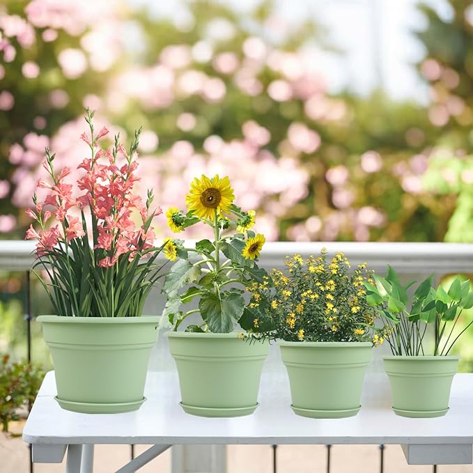 16 inch Plastic-Flower-Pot-for-Indoor-Plants, 4 Pack Large Outdoor Planter Pot - Image 5