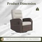 LayinSun Oversized Wicker Outdoor Swivel Glider Recliner - Image 2