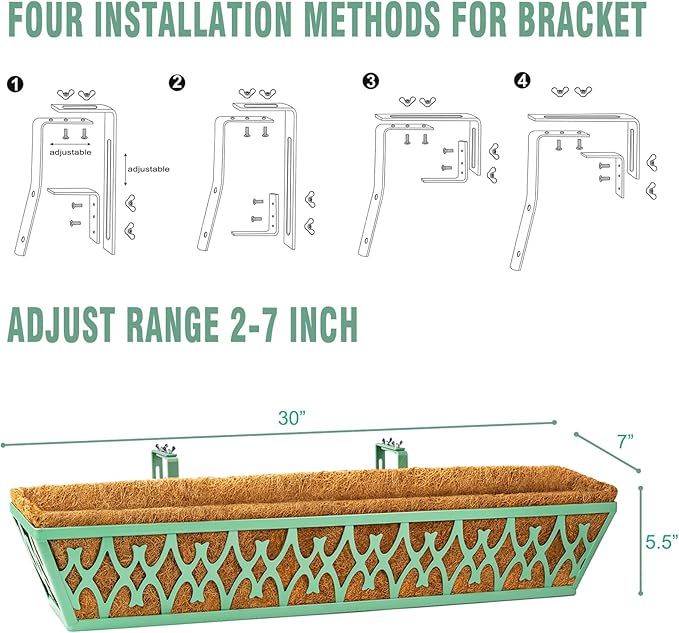 4 Pack 30 Inch Window Boxes Planters Railing Planter Box - Image 5