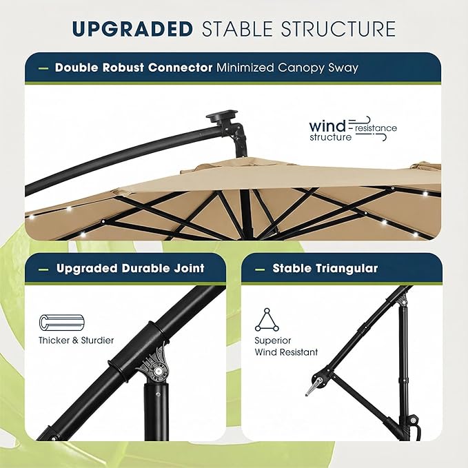 wikiwiki 10ft Solar LED Patio Umbrella - Image 7