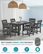 SERWALL Outdoor Dining Table Set, 67‘’ HDPE Patio Dining Set - Image 3