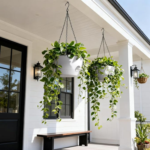 13 Inch 2 Pack Large Self Watering Hanging Planters - Image 2