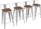 Yongchuang 26" Metal Barstools Set of 4 Low Back Bar Stool Counter Height Bar by YongchuangInternational