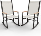 Shintenchi 2 Pcs Outdoor Rocking Chairs Set, Upgraded High Back Patio Rocking by Shintenchi