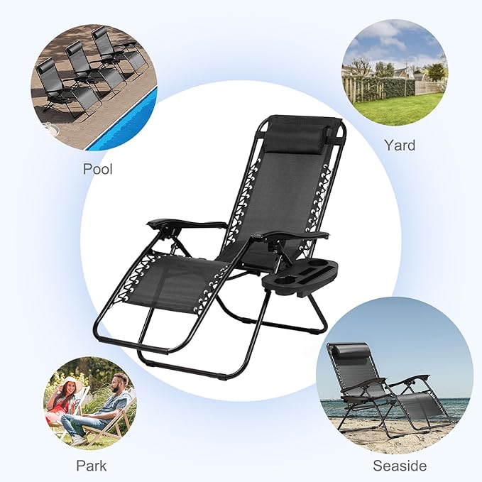 Nazhura Set of 2 Relaxing Recliners Patio Chairs Adjustable Steel Mesh Zero - Image 8