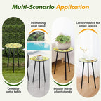 Metal Outdoor Side Tables Set of Two Small Outside Round End Table - Image 5