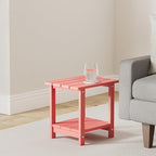 LUE BONA Adirondack Outdoor Side Table, 2-Tier Bright Red HDPS Patio End Table - Image 2