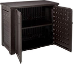 Rubbermaid Decorative Outdoor Storage Cabinet Weather Resistant Dark Brown - Image 4
