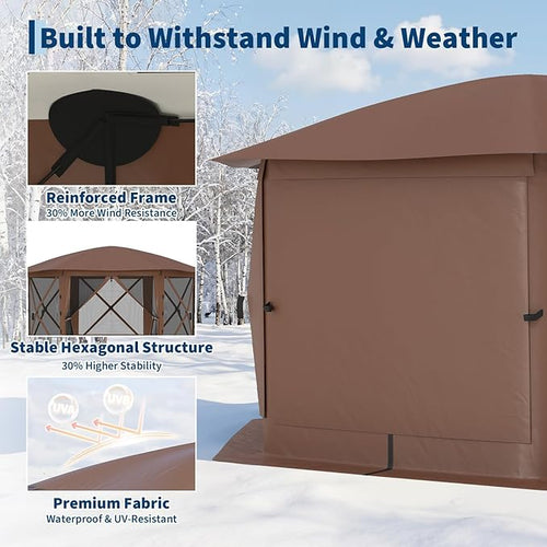13x13FT 6-Sided Pop Up Gazebo Tent，One-Push Setup Canopy Tent - Image 2