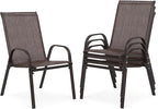 Outdoor Stackable Chairs Set of 4, Stacking Patio Chairs by Villeston
