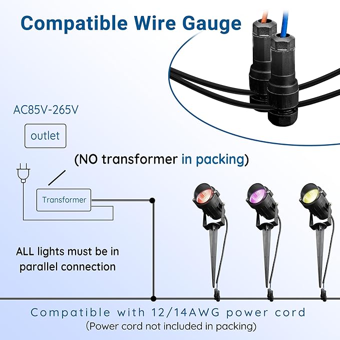 Christmas RGBW Landscape Spotlight, 12W RGBW Color Changing Outdoor Spot Lights - Image 5
