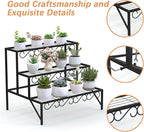 3 Tier Metal Plant Stand Outdoor Indoor, Heavy Duty Flower Pot Holder Display - Image 3