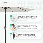 JEAREY 9FT Outdoor Patio Umbrella Outdoor Table Umbrella - Image 2
