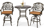 VIVIJASON 3-Piece Patio Swivel Bar Stools Set, All Weather Cast Aluminum by VIVIJASON