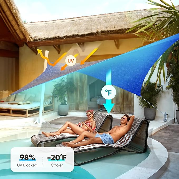 Quictent 12x16ft Rectangular Sun Shade Sail 185G HDPE Canopy 98% UV Block - Image 8